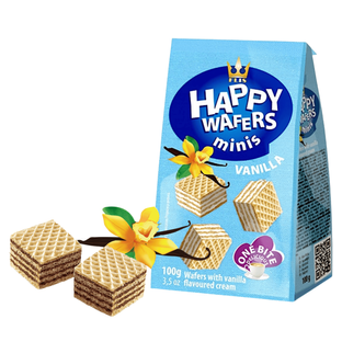 Mini wafle z kremem waniliowym Flis Happy Wafers Minis Waniliowe 100g