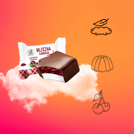 Pianki z galaretką w czekoladzie wiśnia Milky Clouds Mleczna Chmurka 1kg