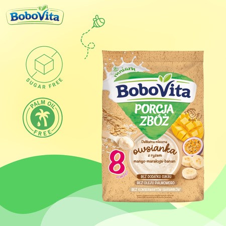 BoboVita Porcja zbóż Owsianka mango-marakuja po 8. miesiącu bez cukru 210g