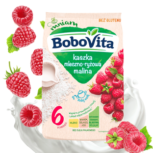 BoboVita Kaszka mleczno-ryżowa malina po 6 miesiącu 230 g bez glutenu