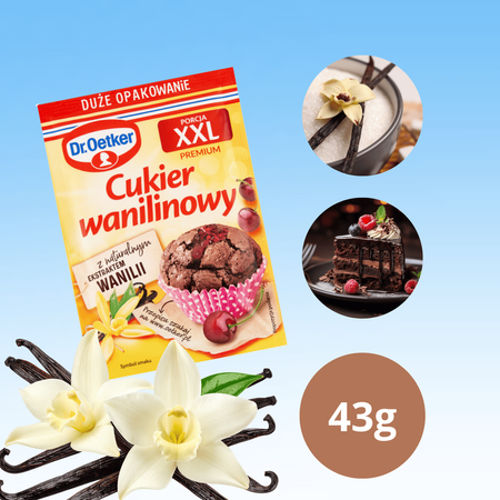 Dr. Oetker Cukier Wanilinowy XXL duże opakowanie z ekstraktem wanilii 43g