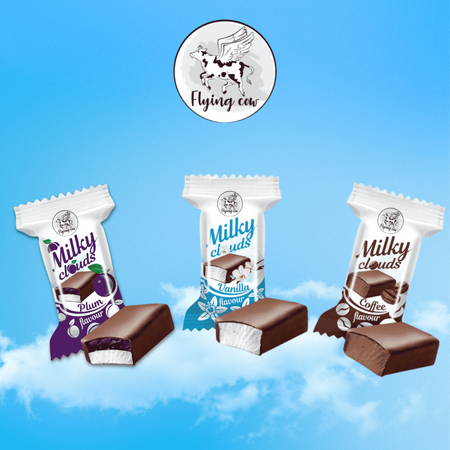 Pianki z galaretką w czekoladowej polewie borówka Milkly Clouds 1kg