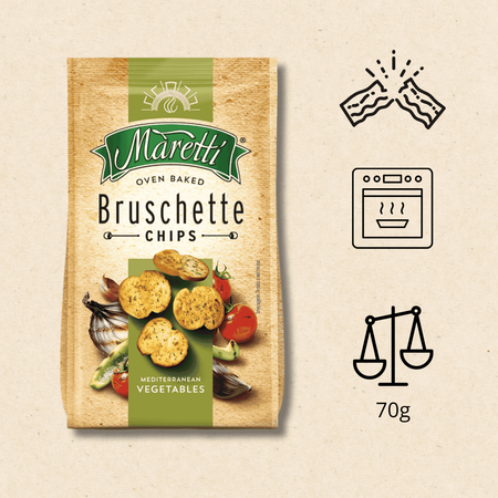 Bruschetta Mix Warzywny Chrupiące Pieczywo Grzanki Przekąska Maretti 70g