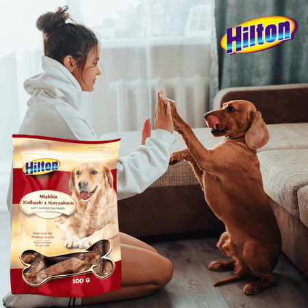 Przysmaki smakołyki dla psa miękkie kiełbaski z kurczakiem Hilton 100g