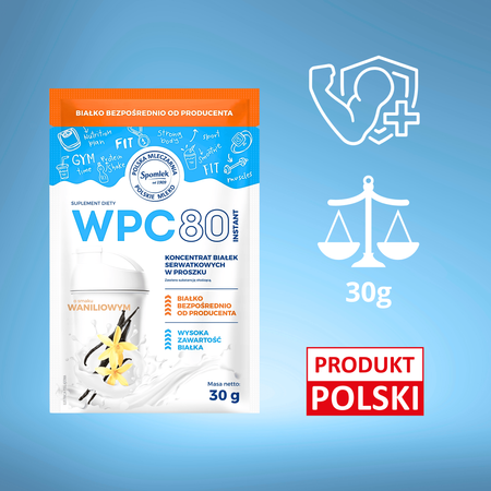 Koncentrat białka serwatkowego białko w saszetce wanilia WPC80 SPOMLEK 30g