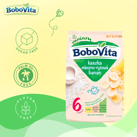BoboVita Kaszka mleczno-ryżowa banan po 6 miesiącu 230 g