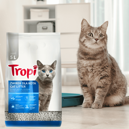 Żwirek dla kota bentonitowy bezzapachowy Tropi mocno zbrylający 5L