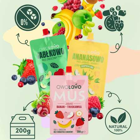 OWOLOVO Mus jabłkowo-jagodowy Jagodowo 200g