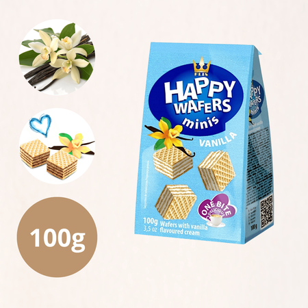 Mini wafle z kremem waniliowym Flis Happy Wafers Minis Waniliowe 100g