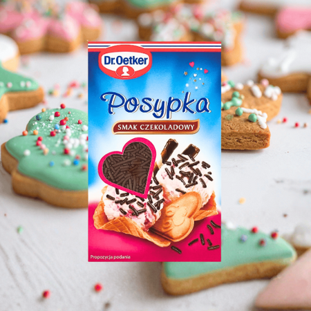 Dr Oetker posypka smak czekoladowy dekoracja świątecznych wypieków 80g