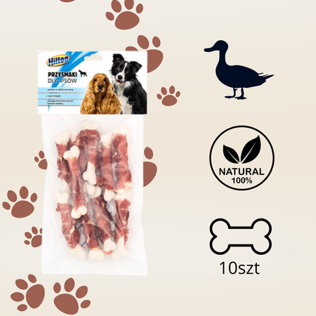 Przysmaki naturalne dla psa kostki z kaczką i wapniem Hilton 10 szt 75g