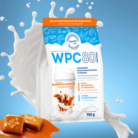 Białko WPC80 Koncentrat białka serwatkowego słony karmel SPOMLEK 700g