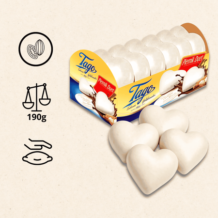 Pierniki serce Duet serca w białej glazurze i ciemnej polewie Tago 190g