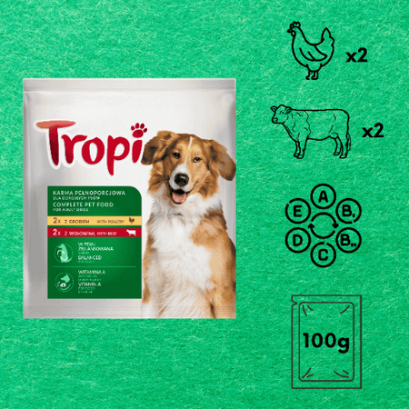 Tropi mokra karma dla psa mix smaków drób i wołowina 400g