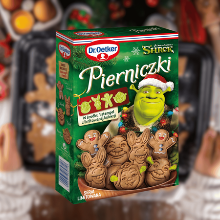 Dr Oetker Pierniczki Shrek świąteczne mieszanka do wypieku + stempel 260g
