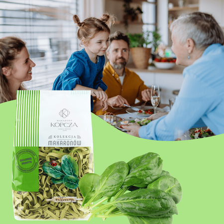 Makaron tagliatelle ze szpinakiem wstążka ręcznie robiony naturalny 400g
