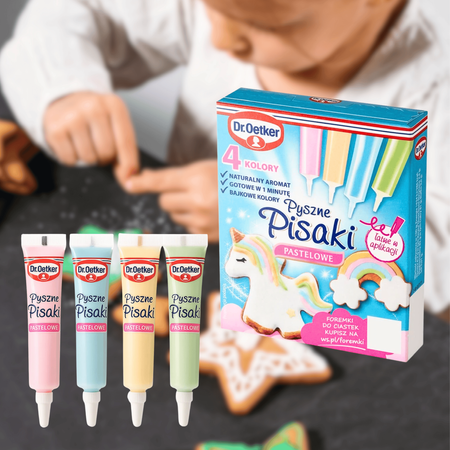 Dr Oetker pisaki pastelowe 4 kolory do dekoracji świątecznych wypieków 76g
