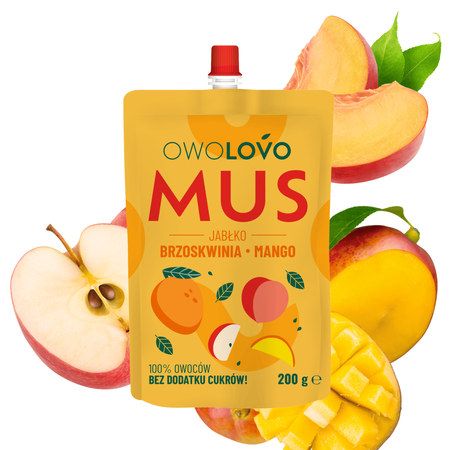 OWOLOVO Mus owocowy 3 smaki jabłko-brzoskwinia-mango 200g