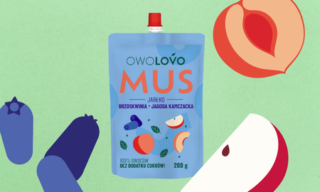 Mus owocowy OWOLOVO 3 smaki jabłko brzoskwinia jagoda kamczacka 200g