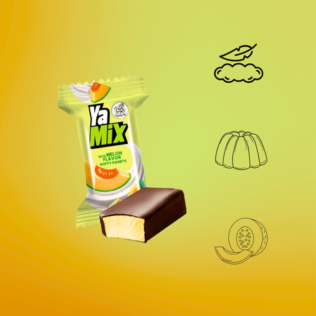 Pianki w czekoladzie melonowe z galaretką w polewie Yamix 1kg