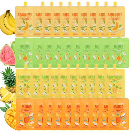 OWOLOVO Mix musów tropikalnych banan, ananas, mango, guawa 40x 200g