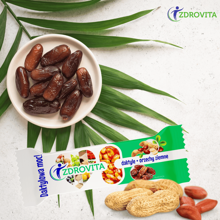 Baton Daktylowy z Orzechami Ziemnymi zdrowa fit przekąska Zdrovita 40g