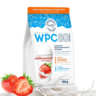 Odżywka białkowa WPC80 Whey protein białko serwatka truskawka SPOMLEK 700g