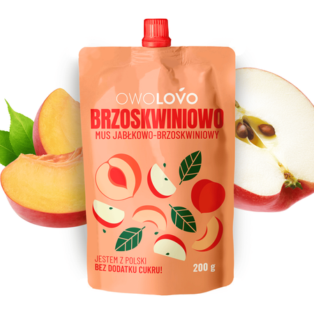OWOLOVO Mus jabłkowo-brzoskwiniowy Brzoskwiniowo 200g