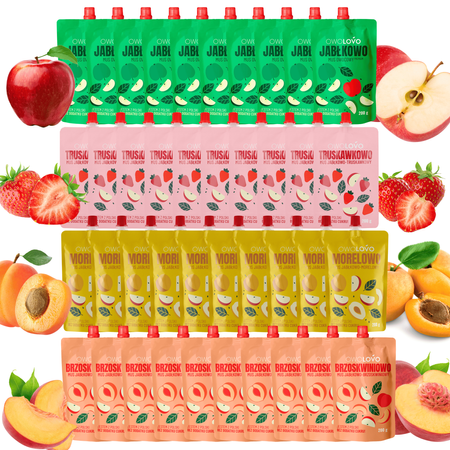 Mus deserek OWOLOVO Mix Musów Premium 40x200g Zestaw 4 smaki