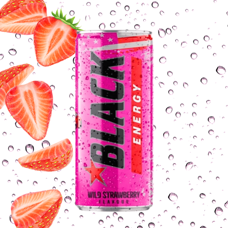 Black Wild Strawberry napój energetyczny gazowany energy drink puszka 250ml