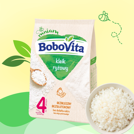 BoboVita Kleik ryżowy kaszka dla dzieci po 4 m. 160g bezglutenowy bez mleka