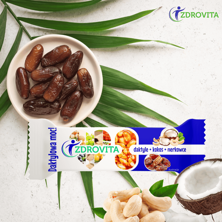 Baton Daktylowy z Orzechami Nerkowca i Kokosem fit przekąska Zdrovita 40g