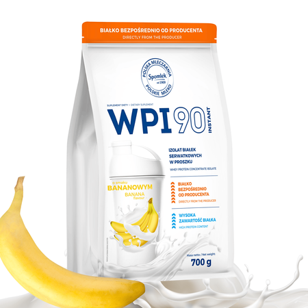 Izolat Białka Serwatkowego WPI90 Whey protein 100% Bananowy 700g SPOMLEK