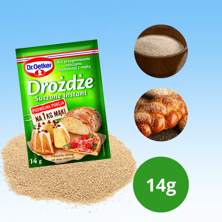 Dr Oetker drożdże suszone instant idealne do świątecznych wypieków XXL 14g