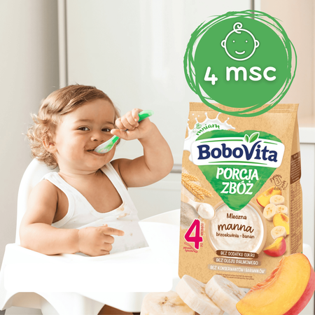BoboVita Porcja zbóż Kaszka mleczna manna brzoskwinia-banan po 4 m-cu 210g