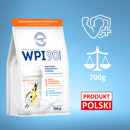 Izolat Białka Serwatkowego WPI90 Białko Whey protein Waniliowy 700g SPOMLEK
