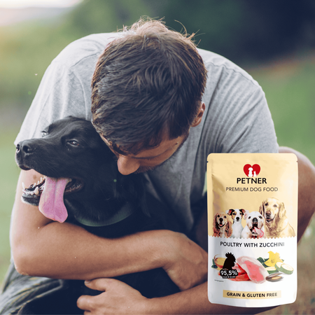 Mokra karma dla psa o smaku drobiu z cukinią saszetka Petner 500g