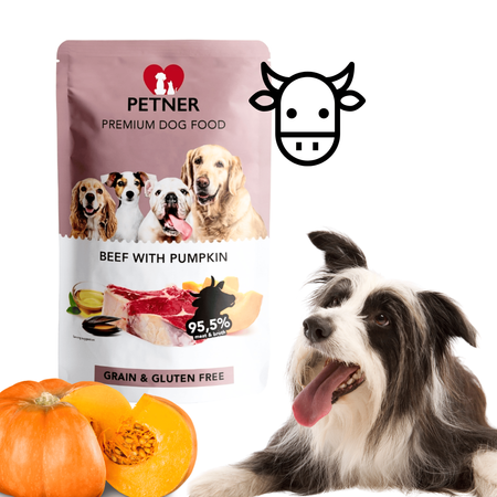 Mokra karma dla psa wołowina z dynią saszetka Petner 500g