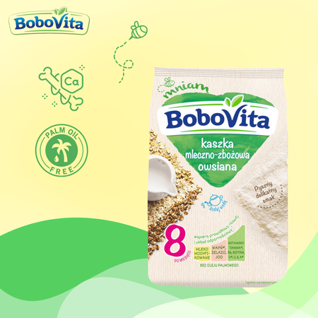 BoboVita Kaszka mleczno-zbożowa owsiana dla dzieci po 8 miesiącu 230g