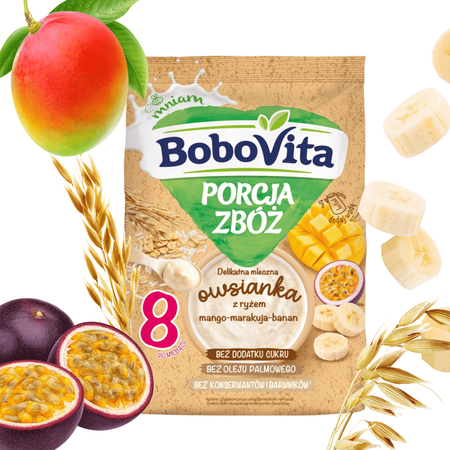 BoboVita Porcja zbóż Owsianka mango-marakuja po 8. miesiącu bez cukru 210g