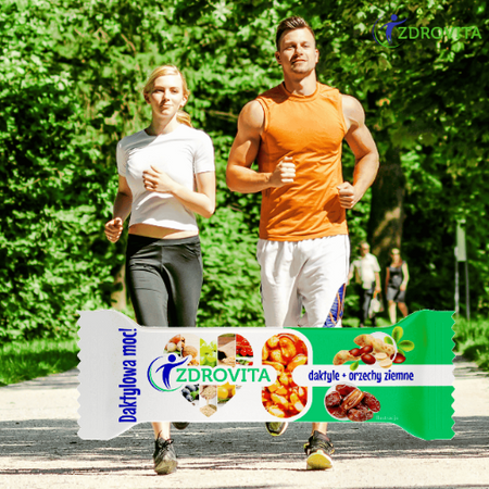 Baton Daktylowy z Orzechami Ziemnymi zdrowa fit przekąska Zdrovita 40g