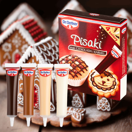 Dr Oetker pisaki cukrowe czekoladowe świąteczne 4 kolory do dekoracji 76g