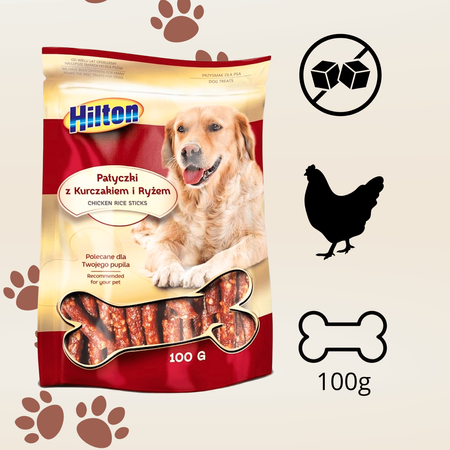 Przysmaki dla psa patyczki z kurczakiem i ryżem Hilton 100g