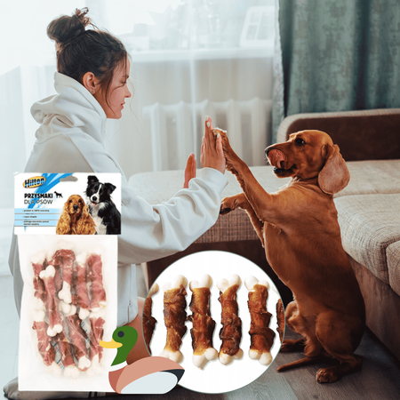 Przysmaki naturalne dla psa kostki z kaczką i wapniem Hilton 10 szt 75g