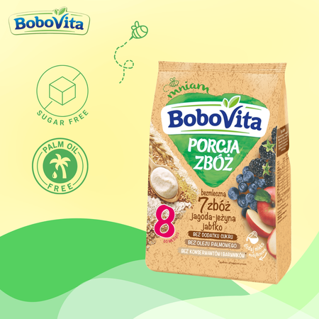 BoboVita Kaszka bezmleczna 7 zbóż jagoda jeżyna jabłko po 8. m-cu 170g