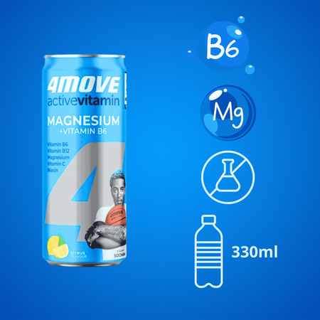 4MOVE Active Vitamin 330 ml – gazowany napój magnez + witaminy, cytrusowy