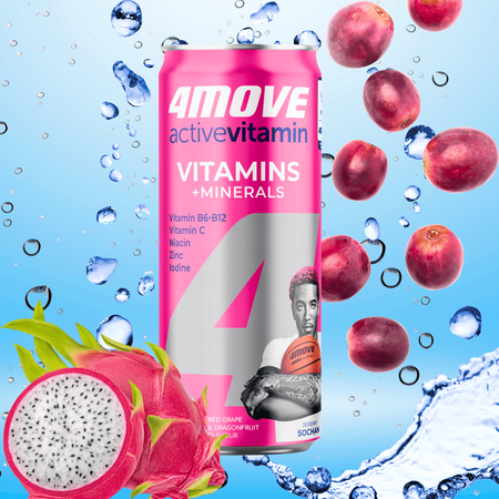 4Move Active vitamin winogrona dragonfruit - napój gazowany, witaminy 330ml