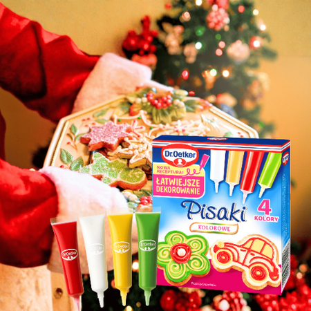 Dr Oetker pisaki cukrowe 4 kolory do dekoracji świątecznych wypieków 68g
