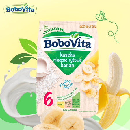 BoboVita Kaszka mleczno-ryżowa banan po 6 miesiącu 230 g