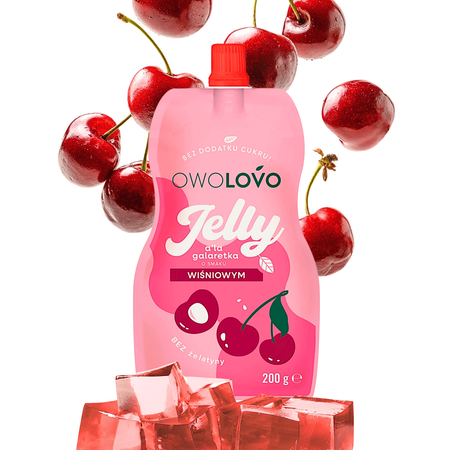 OWOLOVO Jelly galaretka w tubce jabłko wiśnia deser bez cukru 200g